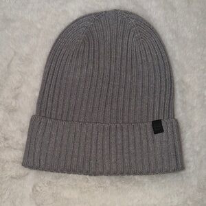 Gray Ribbed Knit Beanie